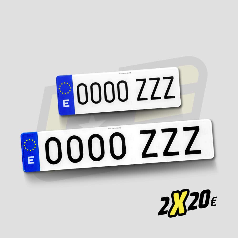 [2x20] Pareja de Matrículas [1 Acrílica Estándar + 1 Alfa]